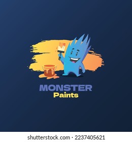Monster paints vector logo design.