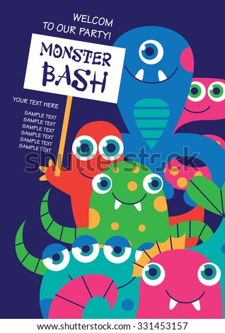 Monster party card design