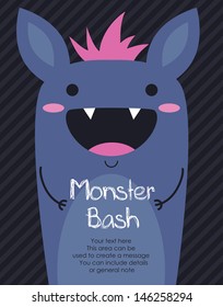 monster party card design. vector illustration