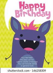 monster party card design. vector illustration