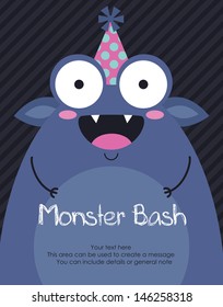 monster party card design. vector illustration