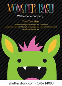 monster party card design. vector illustration