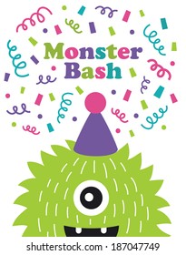 monster party card design. vector illustration 