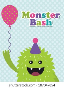 monster party card design. vector illustration