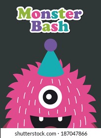 monster party card design. vector illustration