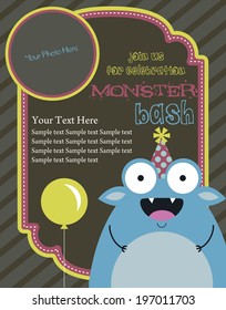 monster party card design. vector illustration