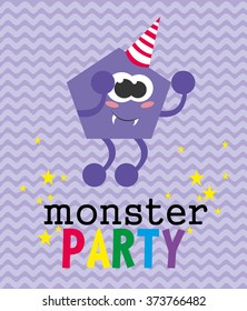 monster party card design. vector illustration