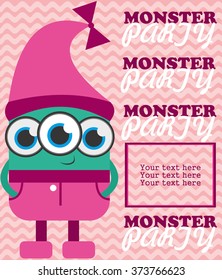 monster party card design. vector illustration
