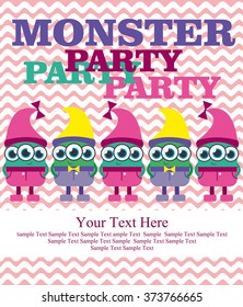 monster party card design. vector illustration