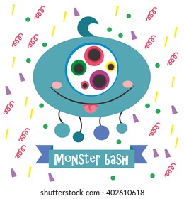 monster party card design. vector illustration