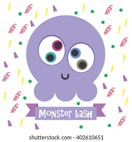 monster party card design. vector illustration