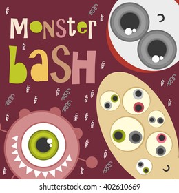 monster party card design. vector illustration