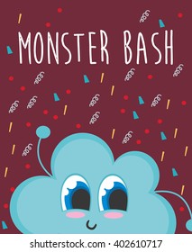 monster party card design. vector illustration