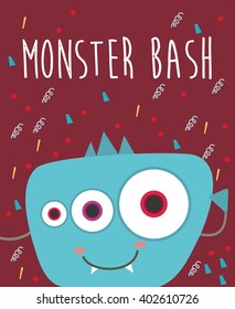 monster party card design. vector illustration