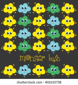 monster party card design. vector illustration