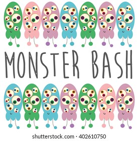 monster party card design. vector illustration