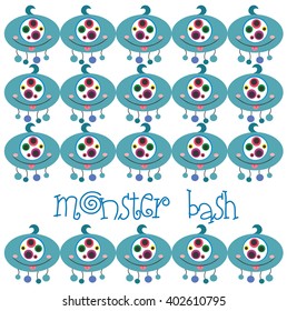 monster party card design. vector illustration