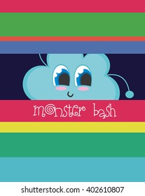 monster party card design. vector illustration