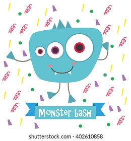 monster party card design. vector illustration