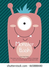 monster party card design. vector illustration