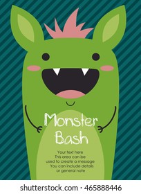 monster party card design. vector illustration