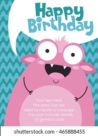 monster party card design. vector illustration