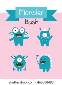 monster party card design. vector illustration