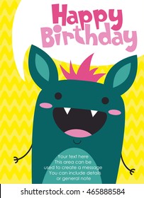 monster party card design. vector illustration