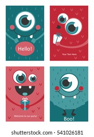 monster party card design. vector illustration