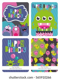 monster party card design. vector illustration