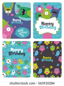 monster party card design. vector illustration