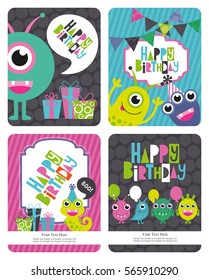 monster party card design. vector illustration