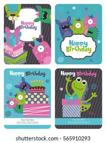 monster party card design. vector illustration