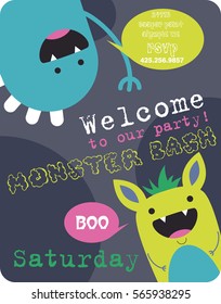 monster party card design. vector illustration

