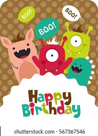 monster party card design. vector illustration