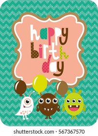 monster party card design. vector illustration