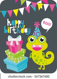 monster party card design. vector illustration