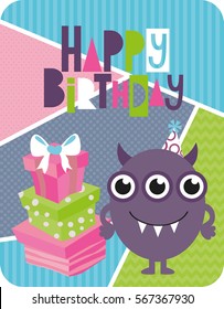 monster party card design. vector illustration