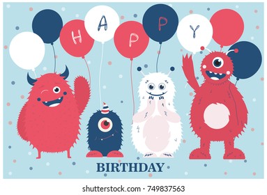 monster party card design. vector illustration

