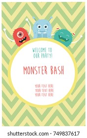 monster party card design. vector illustration


