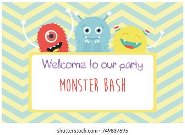 monster party card design. vector illustration

