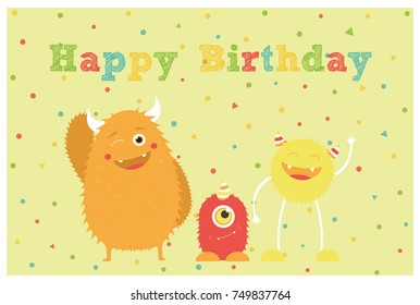 monster party card design. vector illustration

