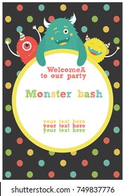 monster party card design. vector illustration

