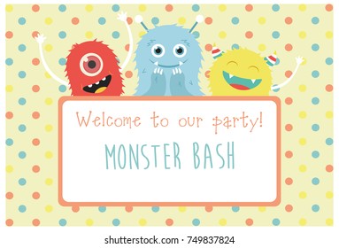 monster party card design. vector illustration

