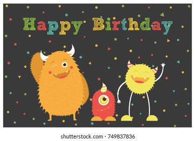 monster party card design. vector illustration


