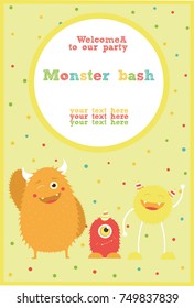 monster party card design. vector illustration

