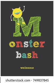 monster party card design. vector illustration

