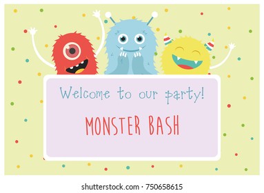 monster party card design. vector illustration

