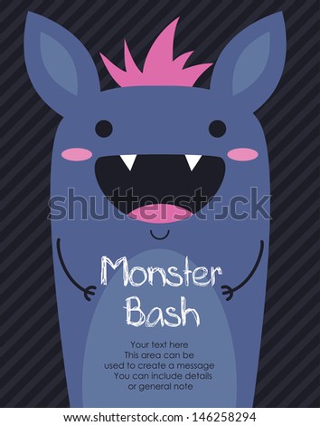 monster party card design. vector illustration