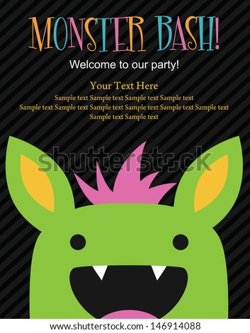 monster party card design. vector illustration